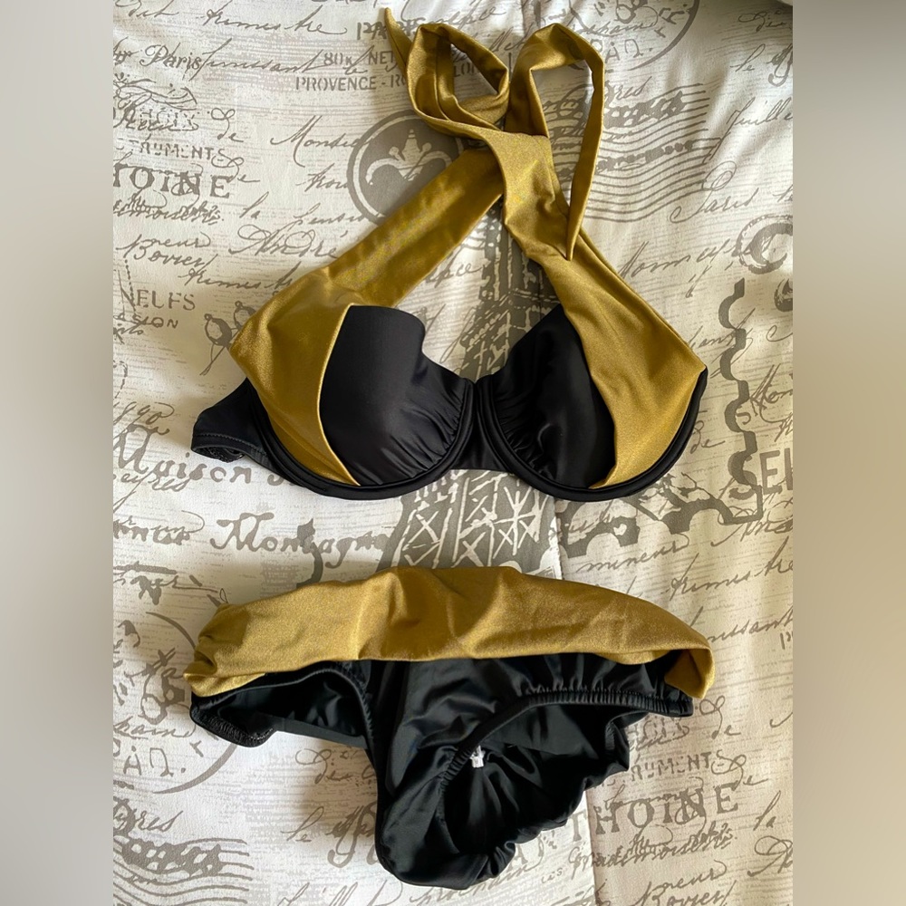Black & bronze bikini